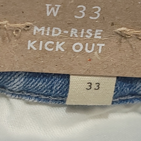 Madewell Mid-rise Kick Out Crop Denim Blue Jean Size 33 Front Patch Pockets - Picture 14 of 14